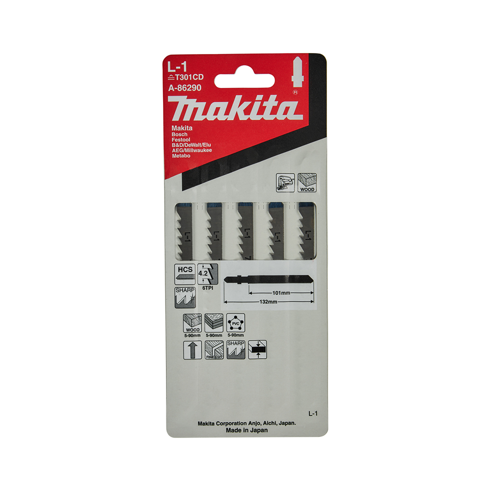 MAKITA list ubodne pile za drvo/PVC, 101 mm HCS, L-1, 5 kom A-86290