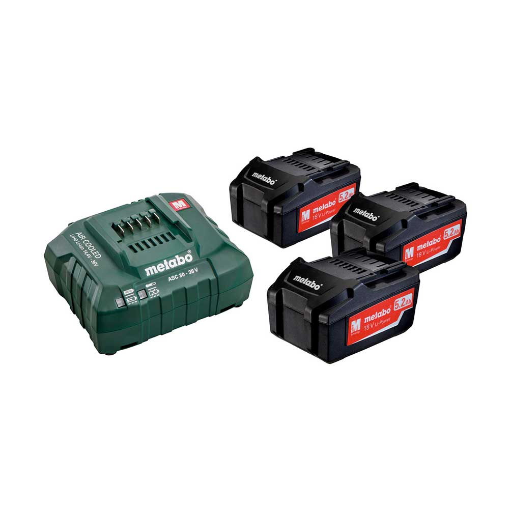 METABO aku set 3xAku 18V 5,2Ah 1xpunjač