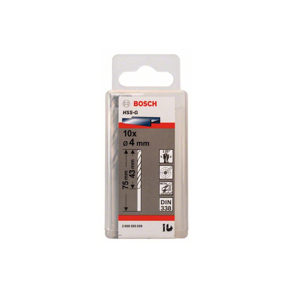 BOSCH svrdlo za metal HSS-G 4x75/43mm, 10 kom - Slika 2