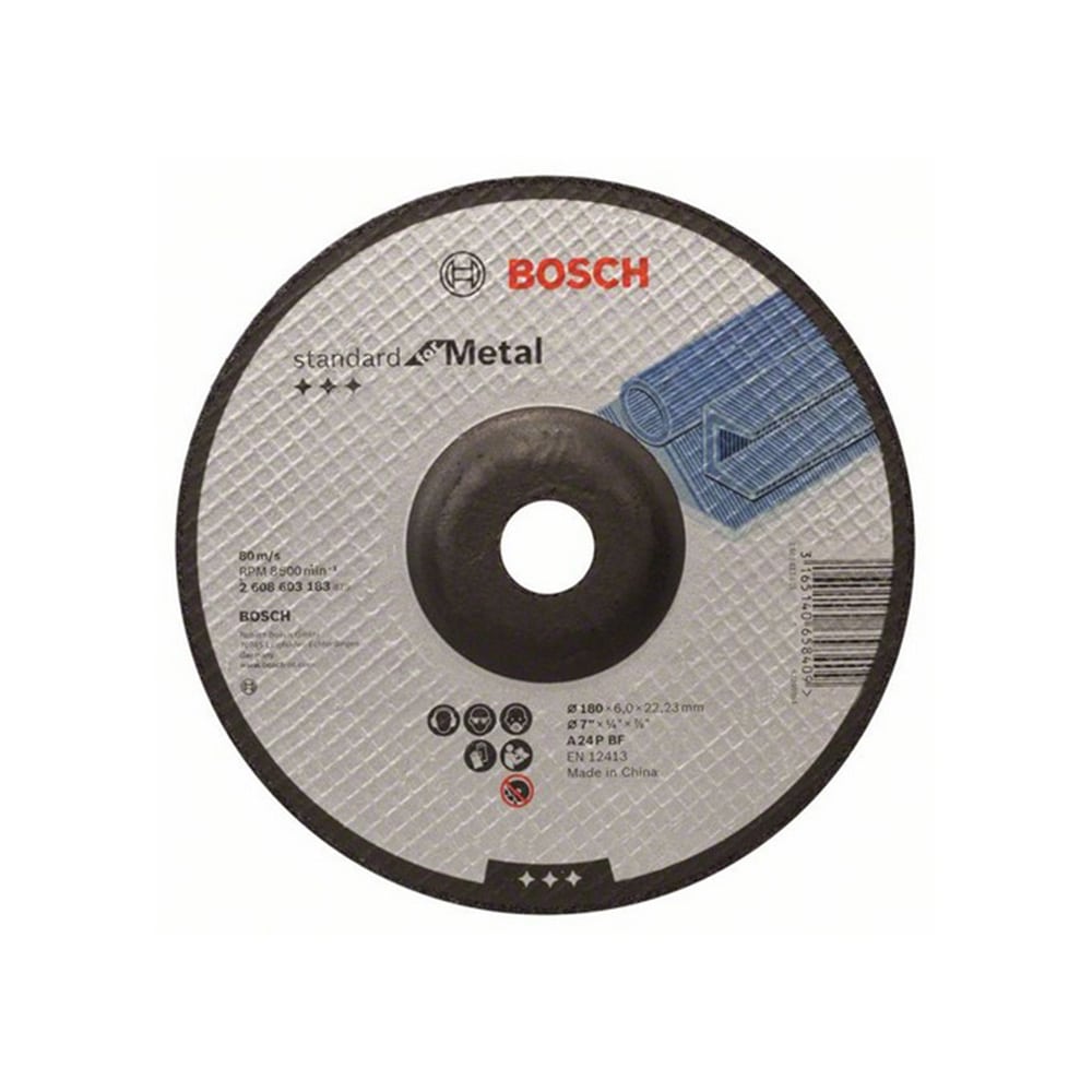 BOSCH brusna ploča za metal koljenasta Standard 180x6 mm