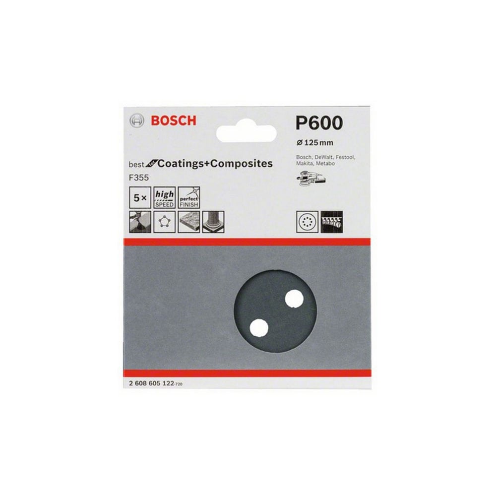 BOSCH brusni list F355 125 mm g600, 5 kom - Slika 2