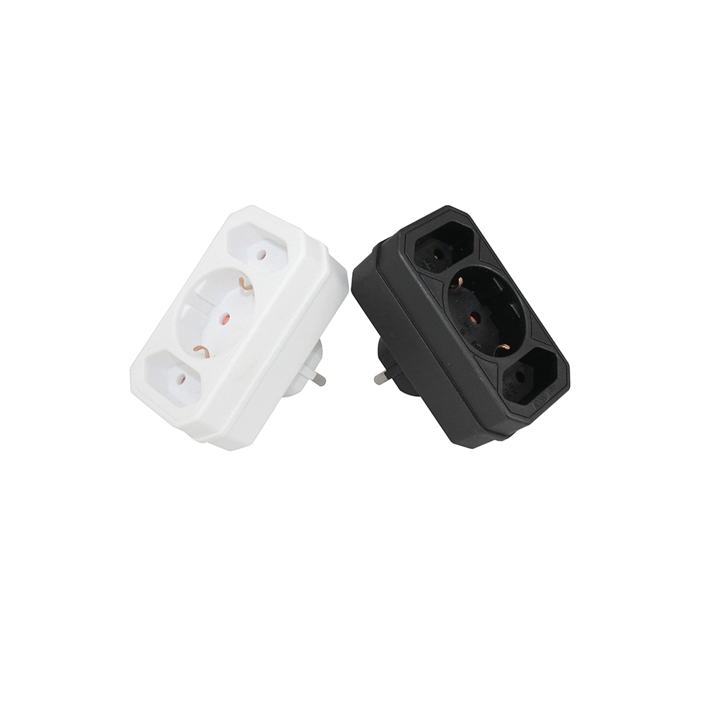 COMMEL trostruki kombinirani razdjelnik 2x Euro + 1x šuko 16A crni 49112-2