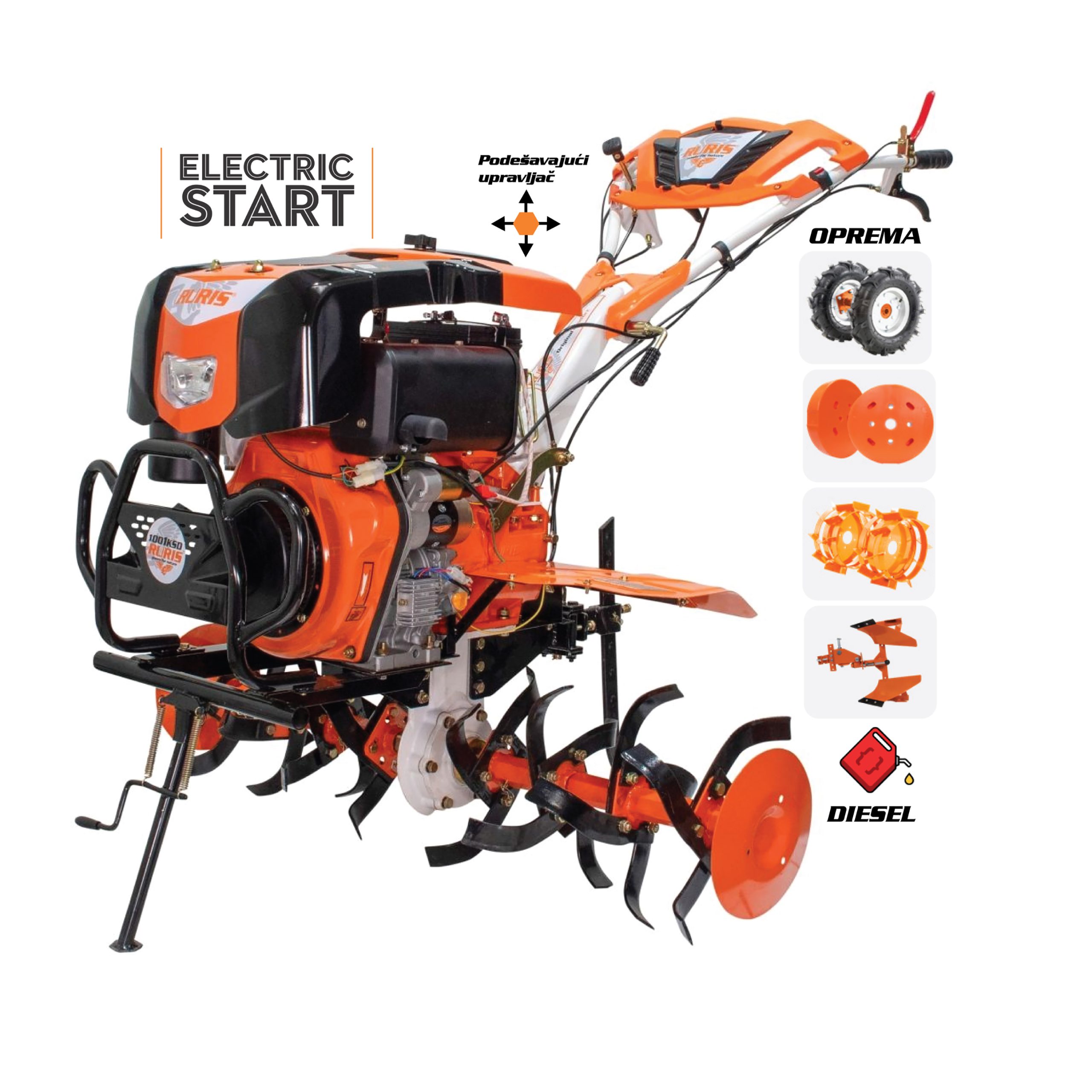 RURIS motorna kopačica 1001KSD Diesel 10 KS, 75-125cm - Slika 2