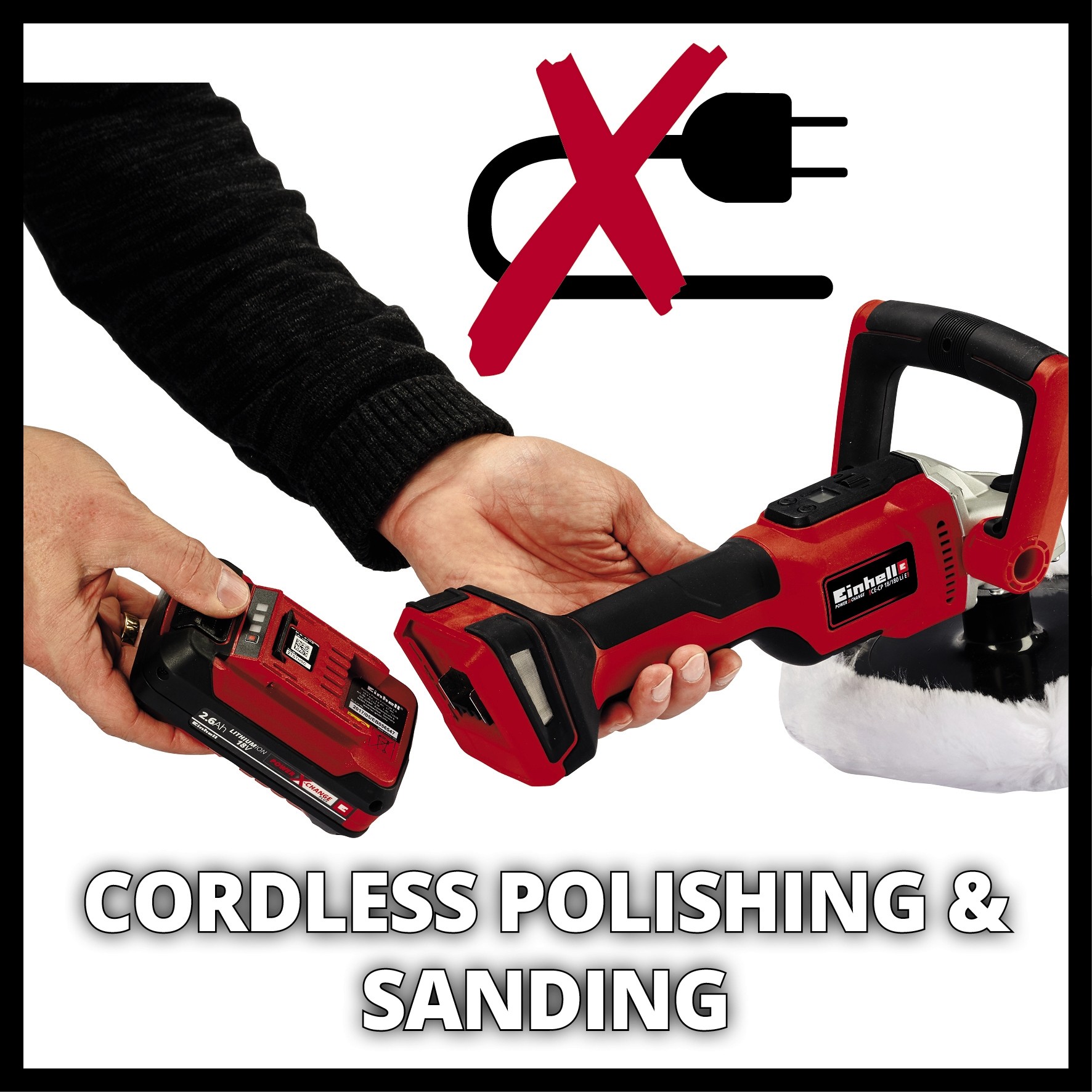 EINHELL aku polirka CE-CP 18/180 Li BL PXC 18V bez baterije - Slika 2