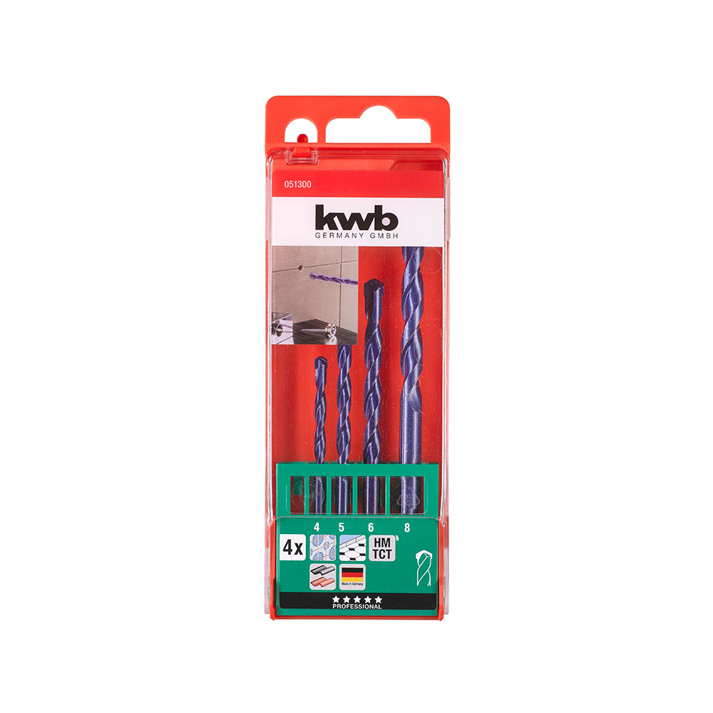 KWB set svrdala za keramiku 4-8 mm, TCT, 4-dijelni