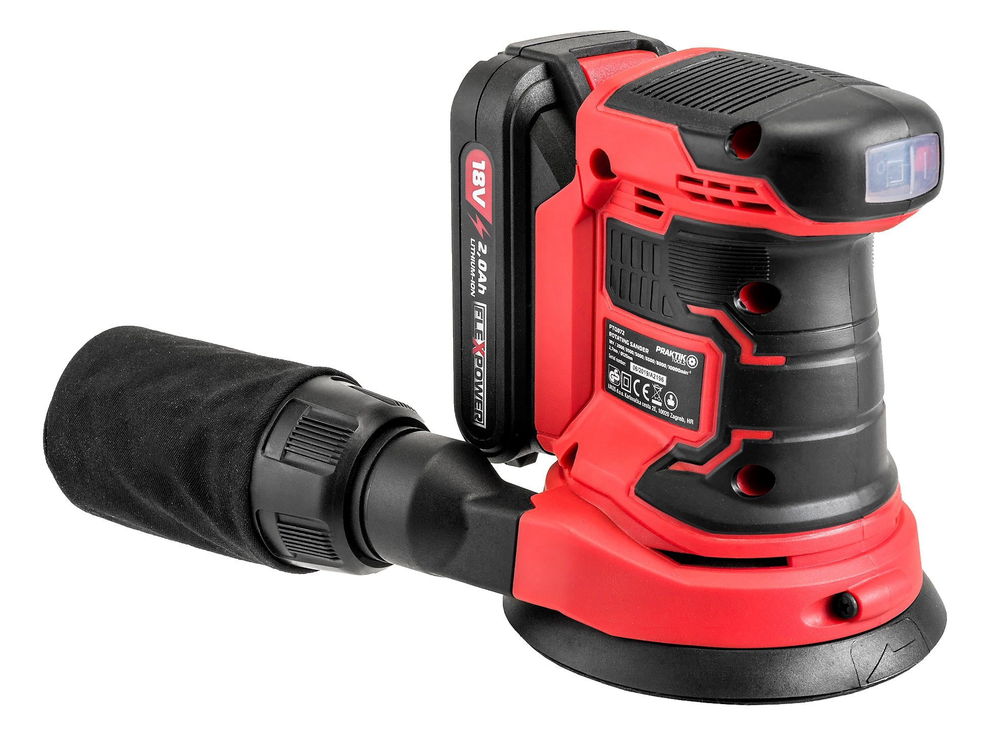 PRAKTIK aku ekscentrična brusilica PTQ072 FlexPower 18V bez baterije - Slika 2
