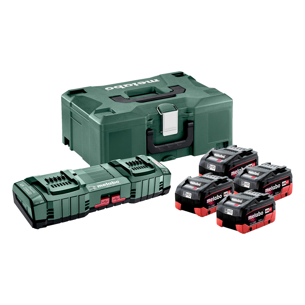 METABO aku set 4xAku 18V 8,0Ah + dupli punjač ASC 145 DUO MetaLoc