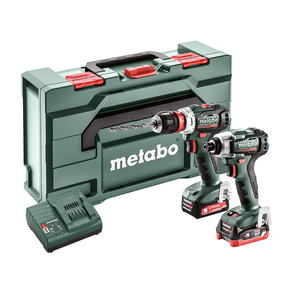 METABO aku set Combo 2.7.4 - bušilica-odvijač PowerMaxx BS 12 BL Q + udarni odvijač PowerMaxx SSD 12 BL