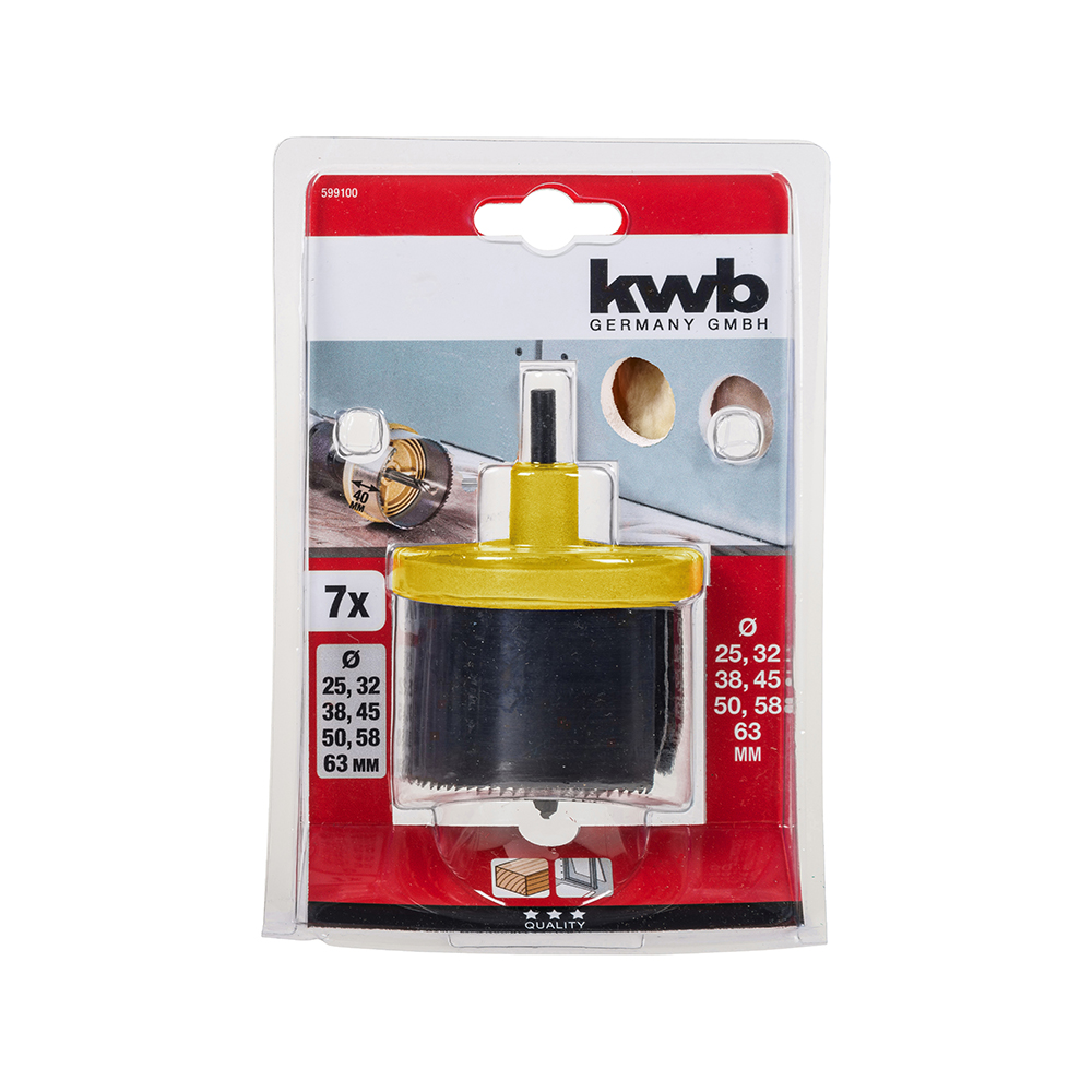 KWB krunsko svrdlo za drvo i gips 25-63 mm, 7 kom