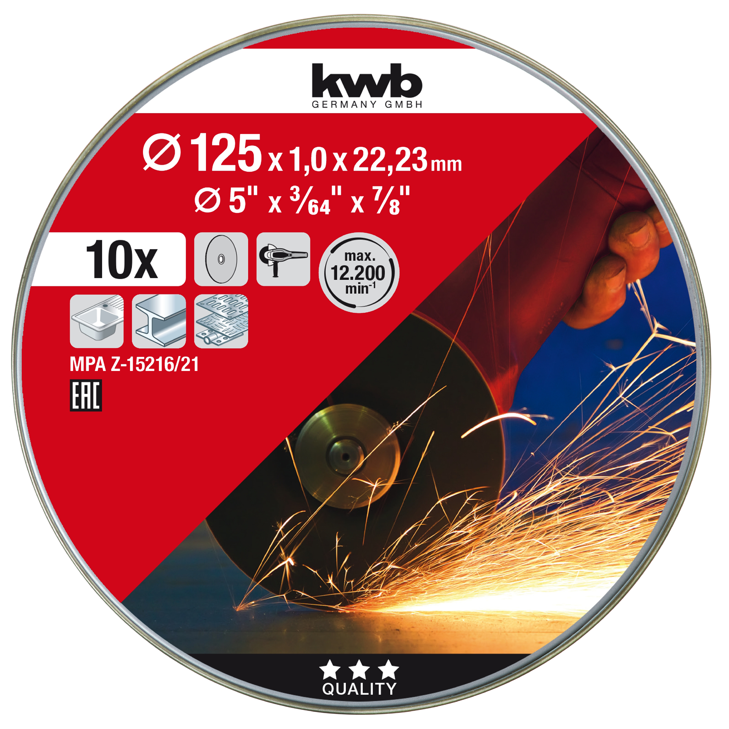 KWB set reznih ploča 125x1,0x22,23 mm 10/1 - Slika 2