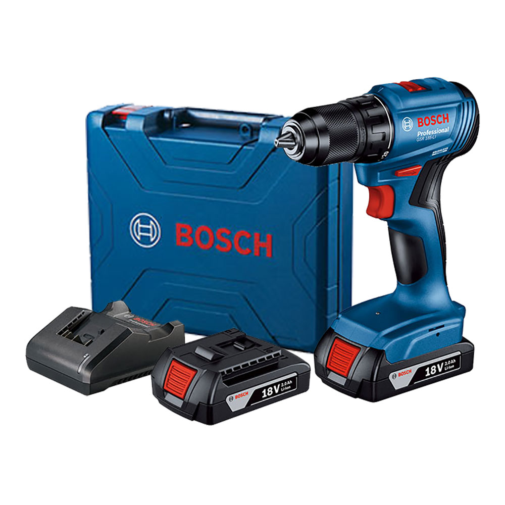 BOSCH aku bušilica-izvijač GSR 185-Li 2xAku 18V 2,0Ah kovčeg