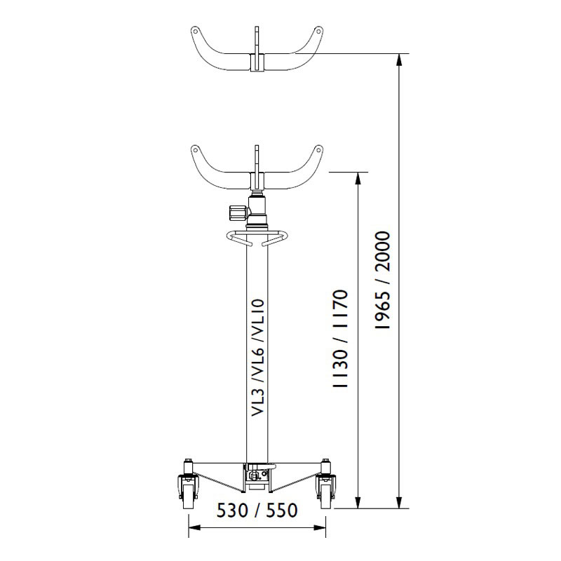 AC-HYDRAULIC hidraulična dizalica za mjenjače 600 kg VL6 + dodatak za opruge 90855009059510AKT-AC - Slika 3