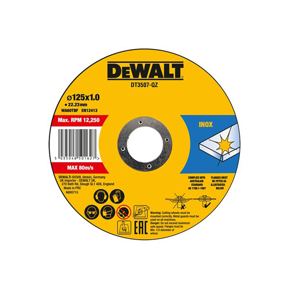 DEWALT rezna ploča za inox ravna 125x1 mm, 10 kom DT3507-QZ