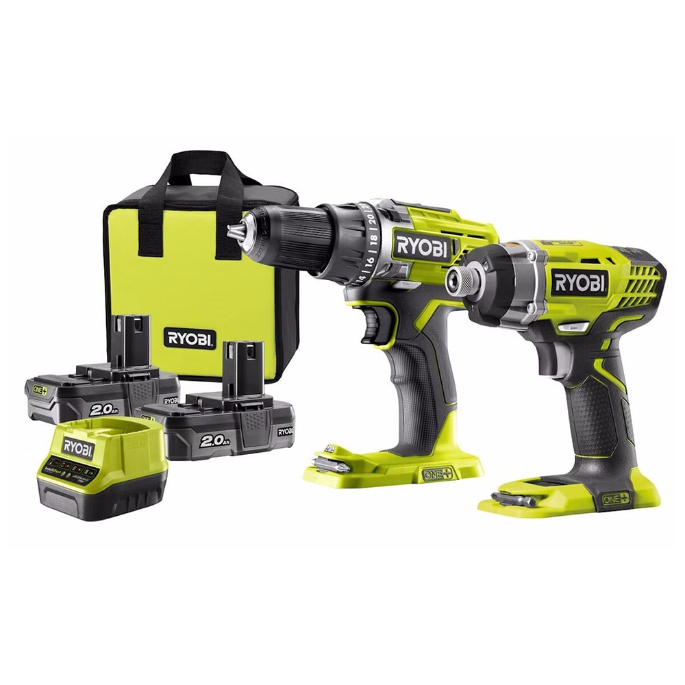 RYOBI aku set alata R18DDID-220S - aku bušilica-odvijač R18DD3-0 + aku udarni odvijač RID1801M