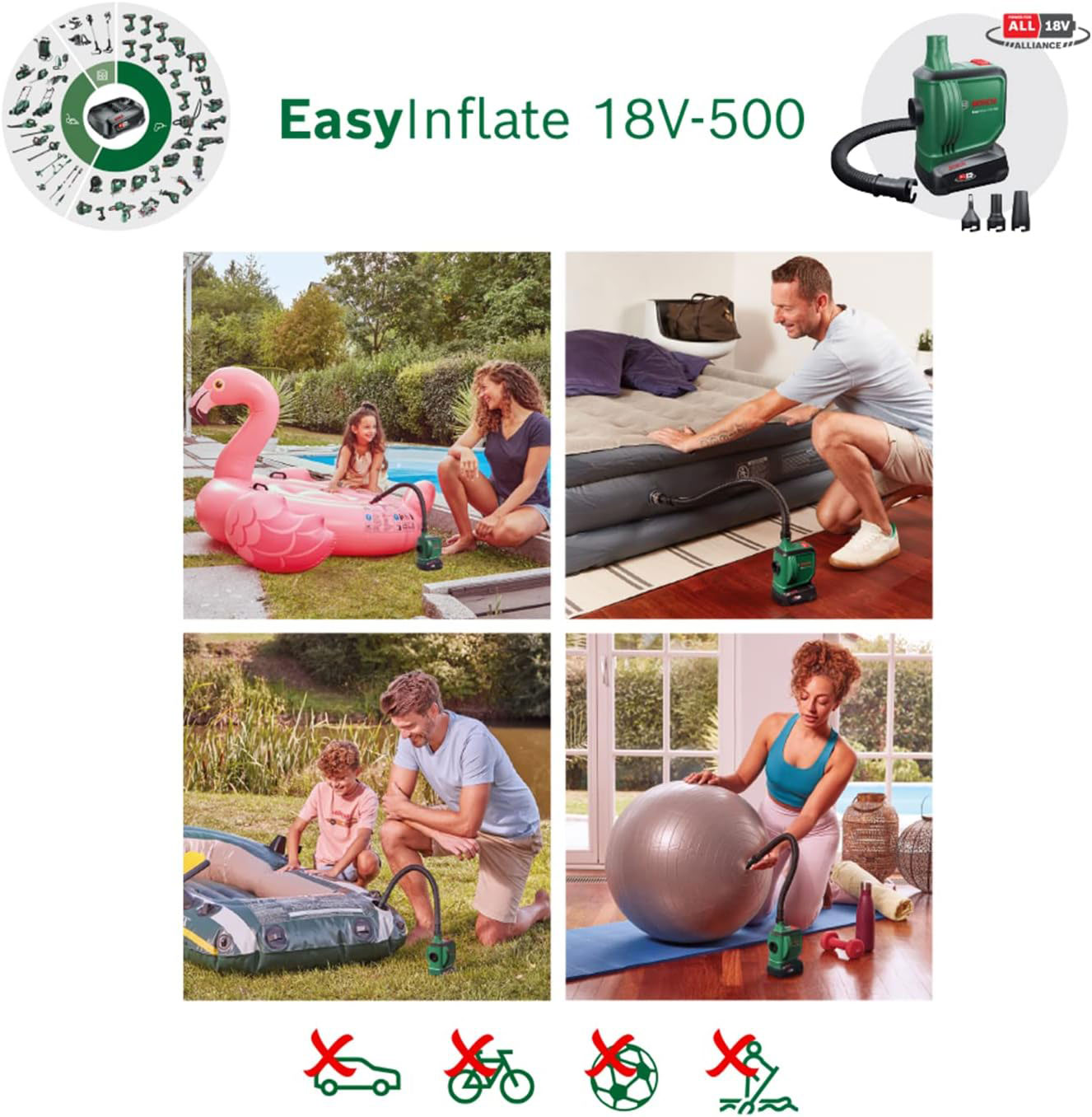 BOSCH aku zračna pumpa EasyInflate 18V-500 18V bez baterije - Slika 2