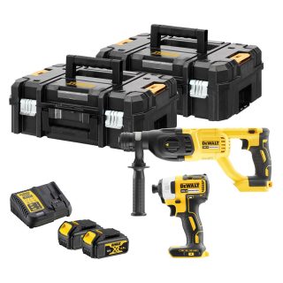 DEWALT aku set DCK2023M2T-QW - aku bušaći čekić bušilica DCH133 + aku udarni odvijač DCF787 XR