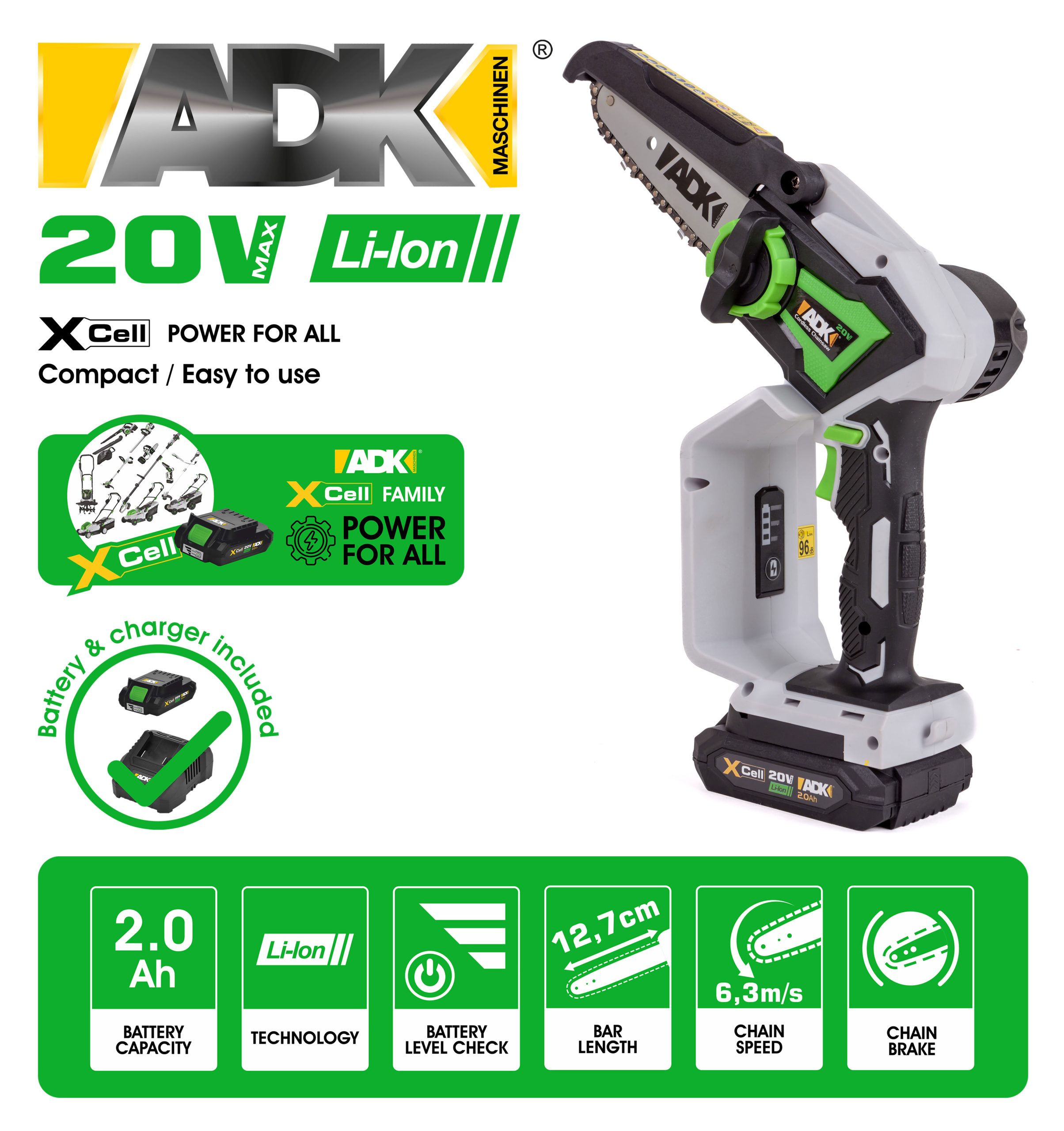 ADK aku pila za grane SF8J122-1 Xcell 20V 2,0Ah - Slika 2