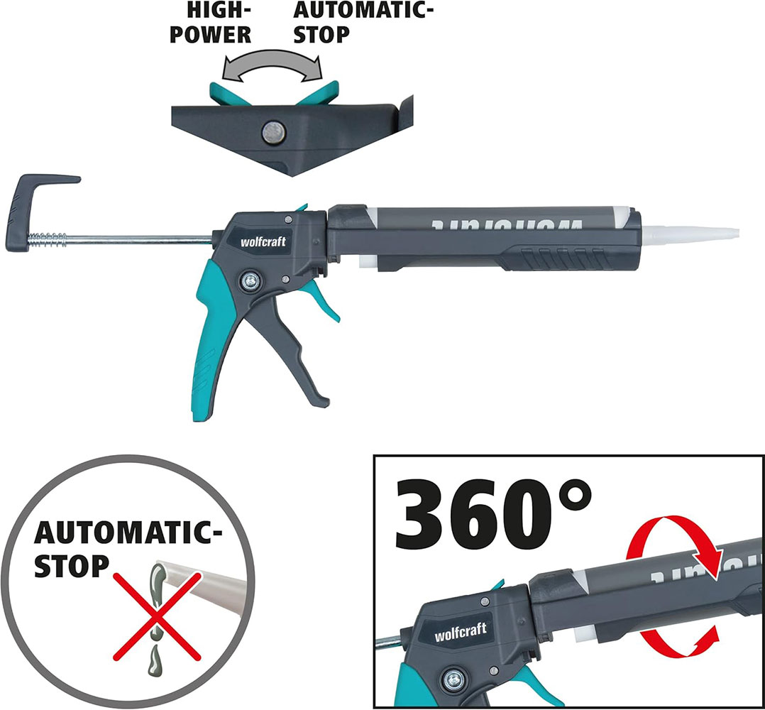 WOLFCRAFT pištolj za kartuše/ silikon MG 550 PRO 310 ml W4358000 - Slika 2