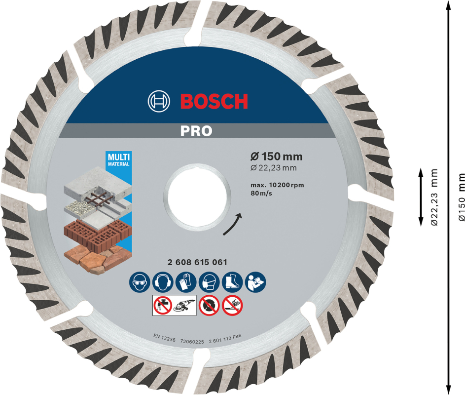 BOSCH dijamantna rezna ploča PRO Multi Material 150x22,23 mm - Slika 5
