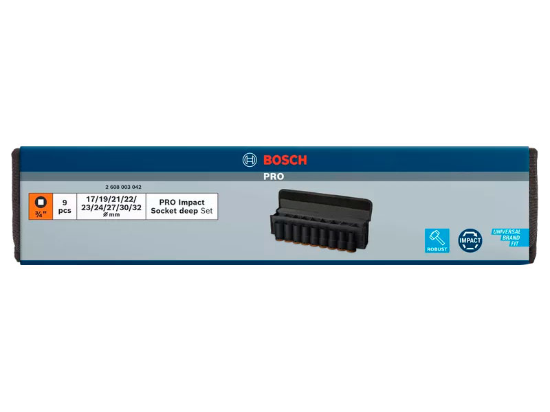 BOSCH set nasadnih ključeva dugih 3/4”, 17-32 mm 9 dj. - Slika 3