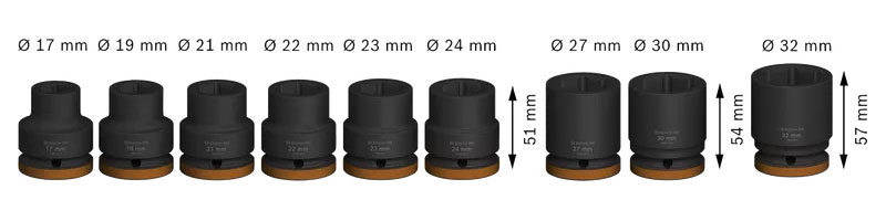BOSCH set nasadnih ključeva 3/4”, 17-32 mm 9 dj. - Slika 2