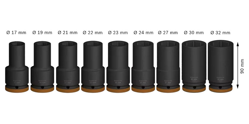 BOSCH set nasadnih ključeva dugih 3/4”, 17-32 mm 9 dj. - Slika 2