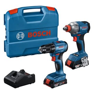 BOSCH aku set - aku bušilica-izvijač GSR 185-LI + aku udarni stezač GDX 18V-285 2xAku 18V 2,0Ah kovčeg