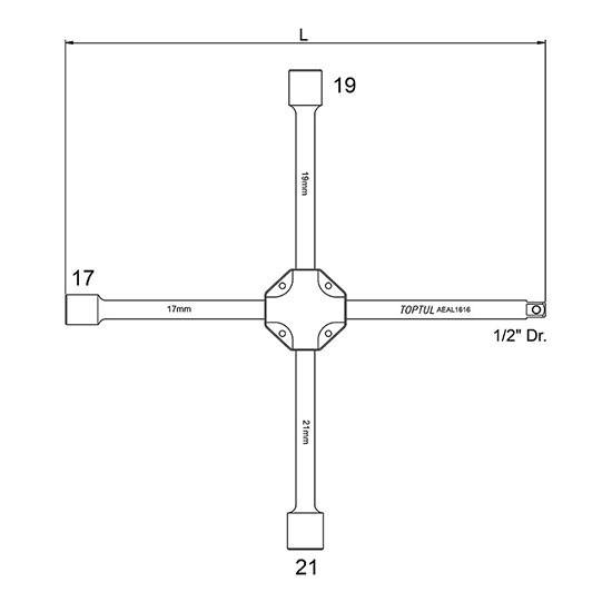TOPTUL križni ključ za kotače 1/2" 17/19/21 mm AEAL1616-TPL - Slika 3