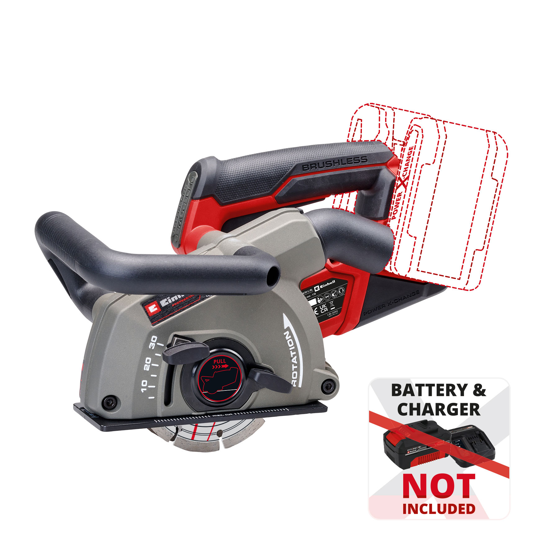 EINHELL PROFESSIONAL aku glodalica za utore TP-MA 36/30 Li BL PXC 18+18V bez baterije - Slika 2