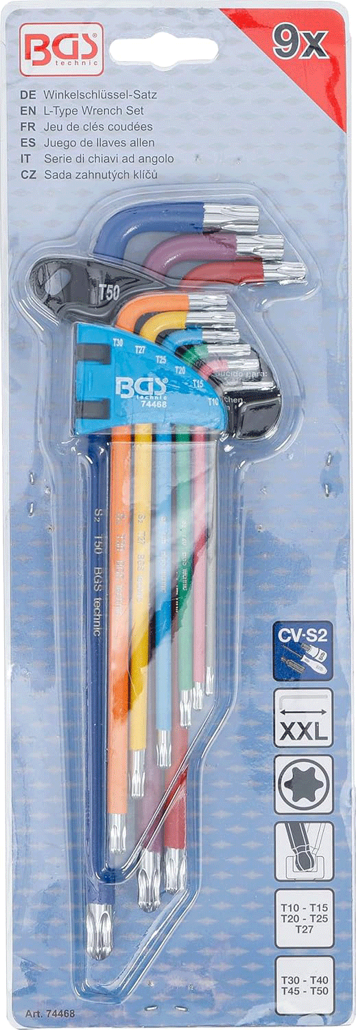 BGS set Torx ključeva dugih u boji s kuglicom T10-T50 9dj. Pro+ 74468 - Slika 4