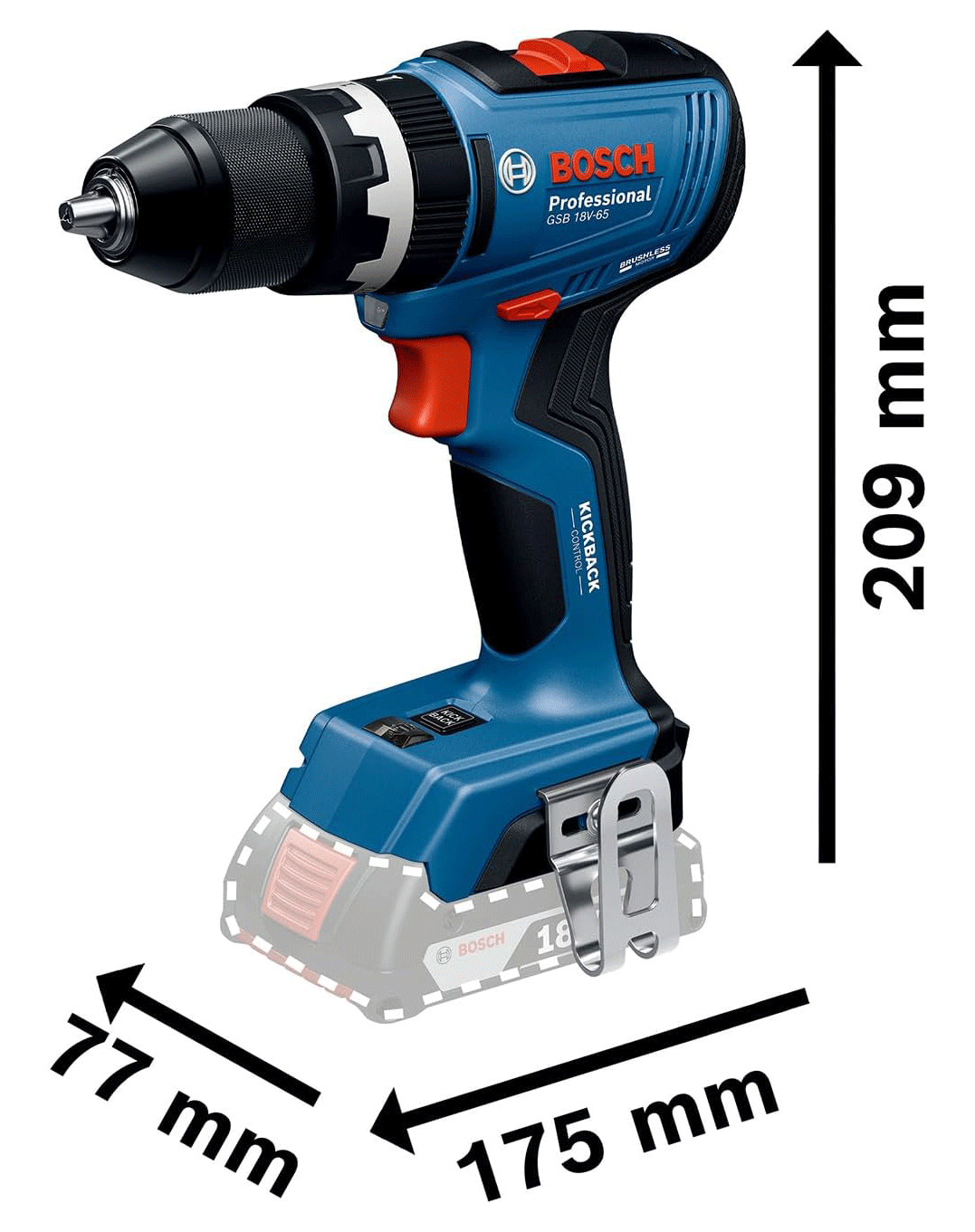 BOSCH aku udarna bušilica GSB 18V-65 2xAku 18V 5,0Ah L-Boxx - Slika 2