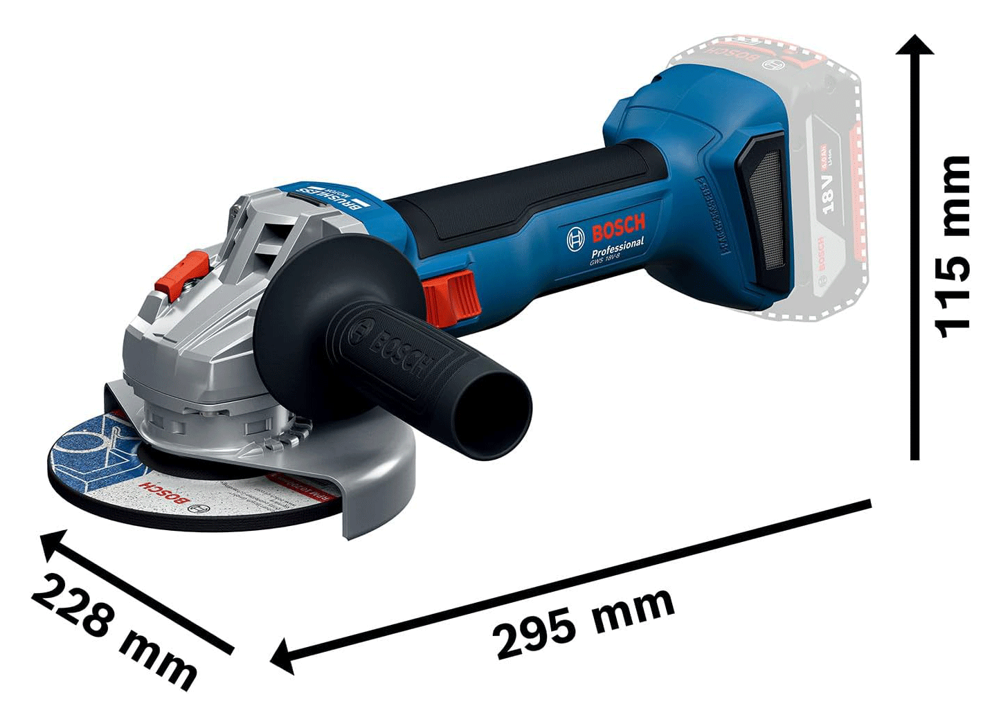 BOSCH aku kutna brusilica GWS 18V-8 18V bez baterije L-Boxx - Slika 2