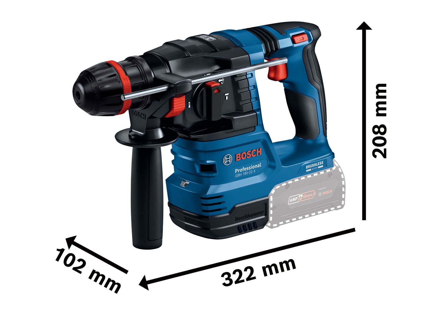 BOSCH aku bušaći čekić GBH 18V-22 X 18V bez baterije - Slika 2
