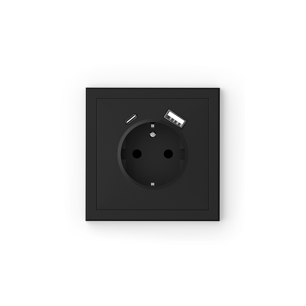 COMMEL utičnica Adria USB 16A schuko crna 049-619