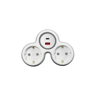 COMMEL razdjelnik 2x utičnica USB 16A bijelo-sivi 240-802