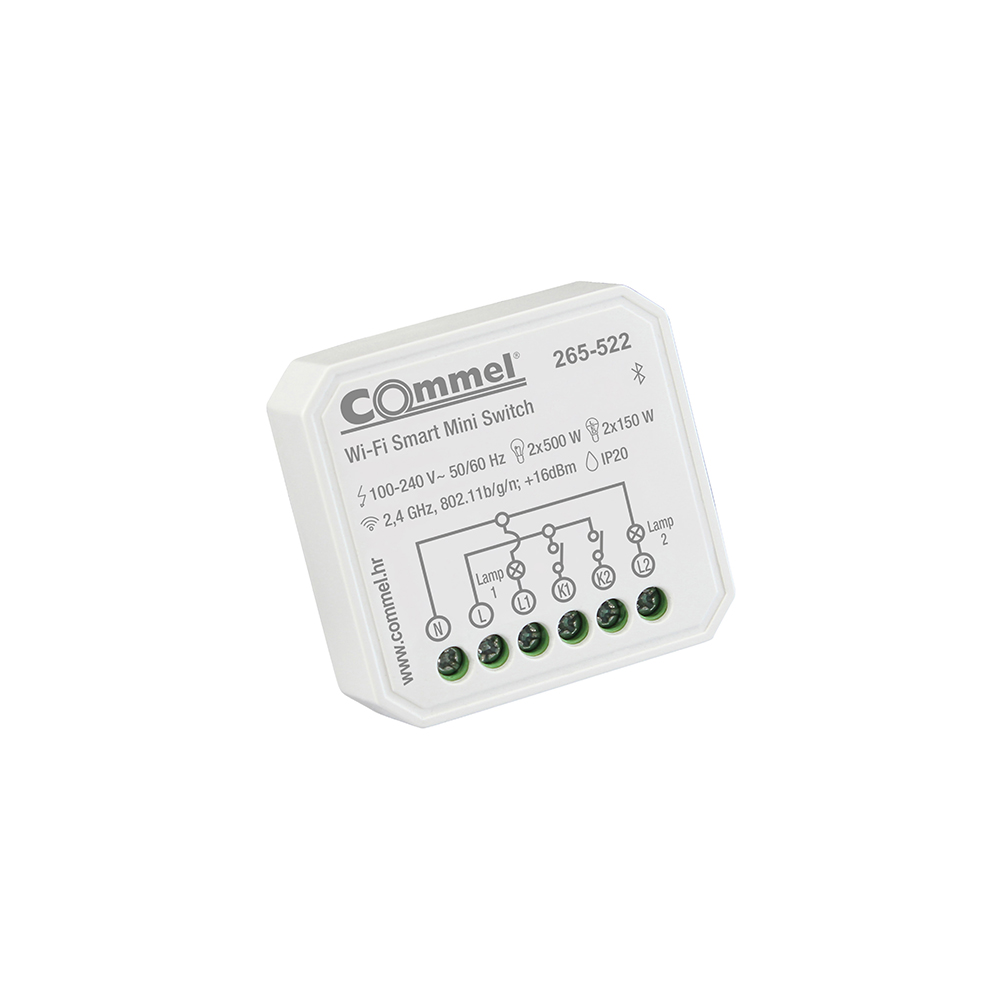 COMMEL mini Wi-Fi switch 5A dvostruki bijeli 265-522