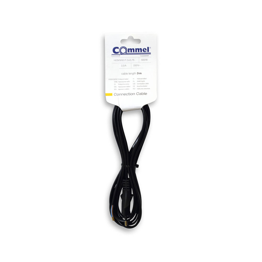 COMMEL priključni kabel 3m 2,5A crni 0119