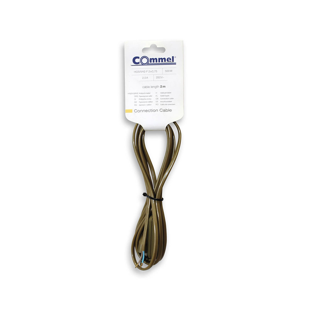COMMEL priključni kabel sa sklopkom 2m 2,5A zlatni 0128