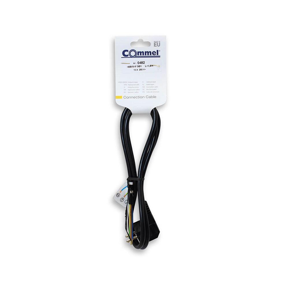 COMMEL priključni kabel 1,5m 10A crni 0482