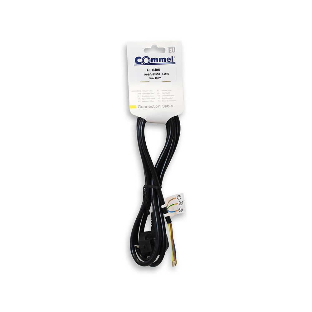 COMMEL priključni kabel 2m 10A crni 0486