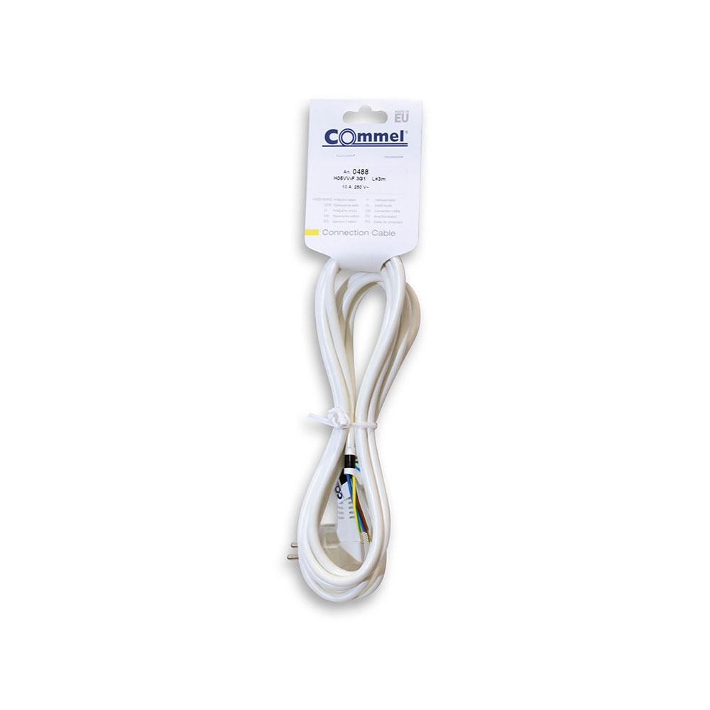 COMMEL priključni kabel 3m 10A bijeli 0488