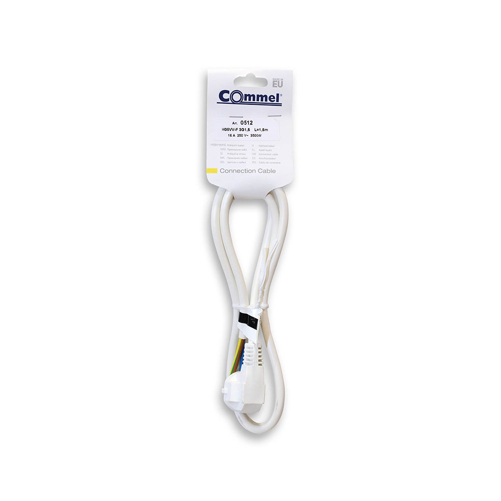 COMMEL priključni kabel 1,5m 16A bijeli 0512