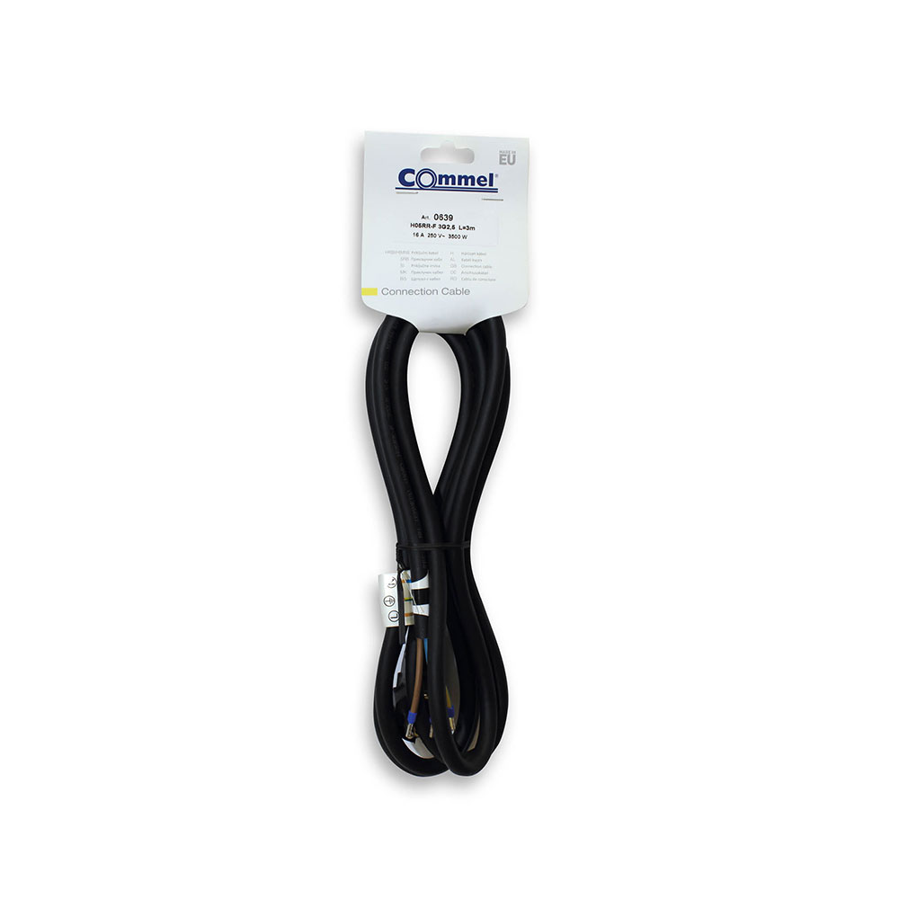 COMMEL priključni kabel 3m 16A crni 0639