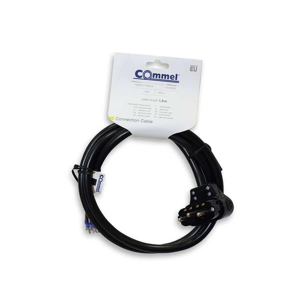 COMMEL priključni kabel 1,5m 16A 400V crni 0713