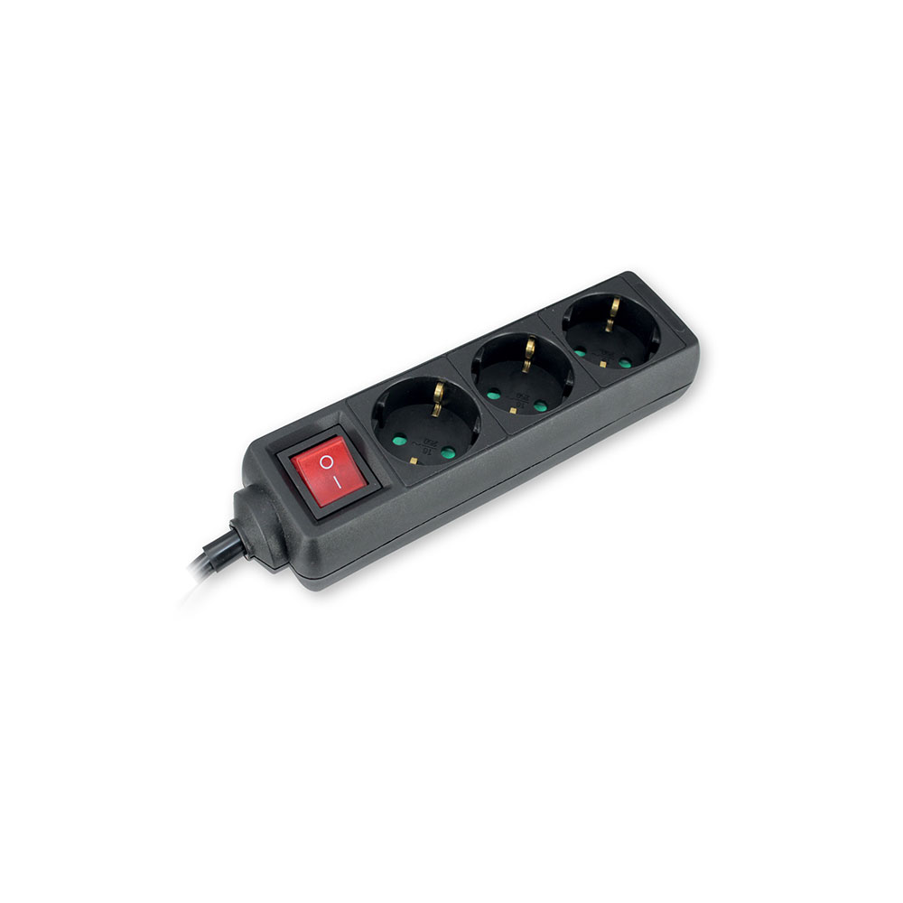 COMMEL produžni kabel 1,4m 3x utičnica 16A sklopka crni 232-324