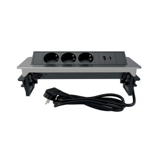 COMMEL ugradbena utičnica 2m 3x utičnica 2xUSB 16A nikal 235-101