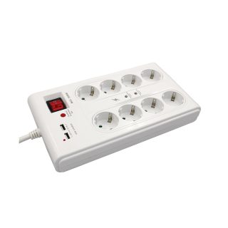 COMMEL produžni kabel 3m 8x utičnica USB 16A sklopka bijeli 380-107