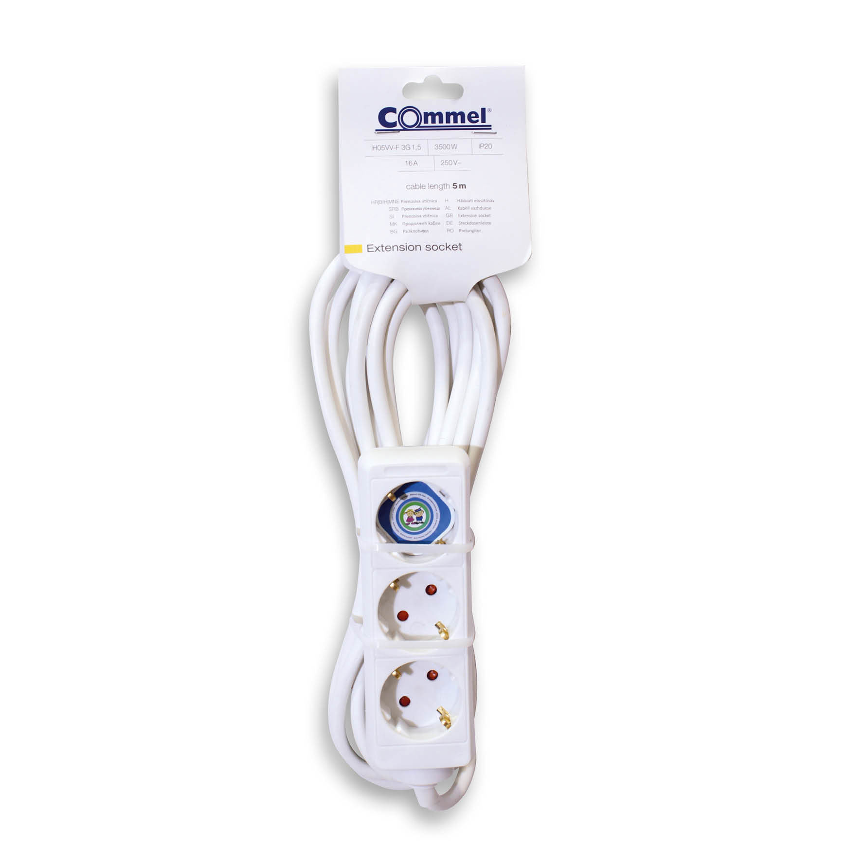 COMMEL produžni kabel 5m 3x utičnica 16A bijeli 0806 - Slika 2