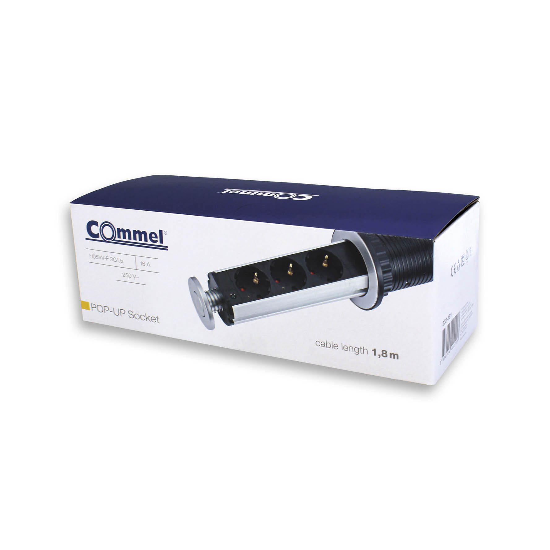 COMMEL ugradbena utičnica 1,8m 3x utičnica 16A crna 232-181 - Slika 2