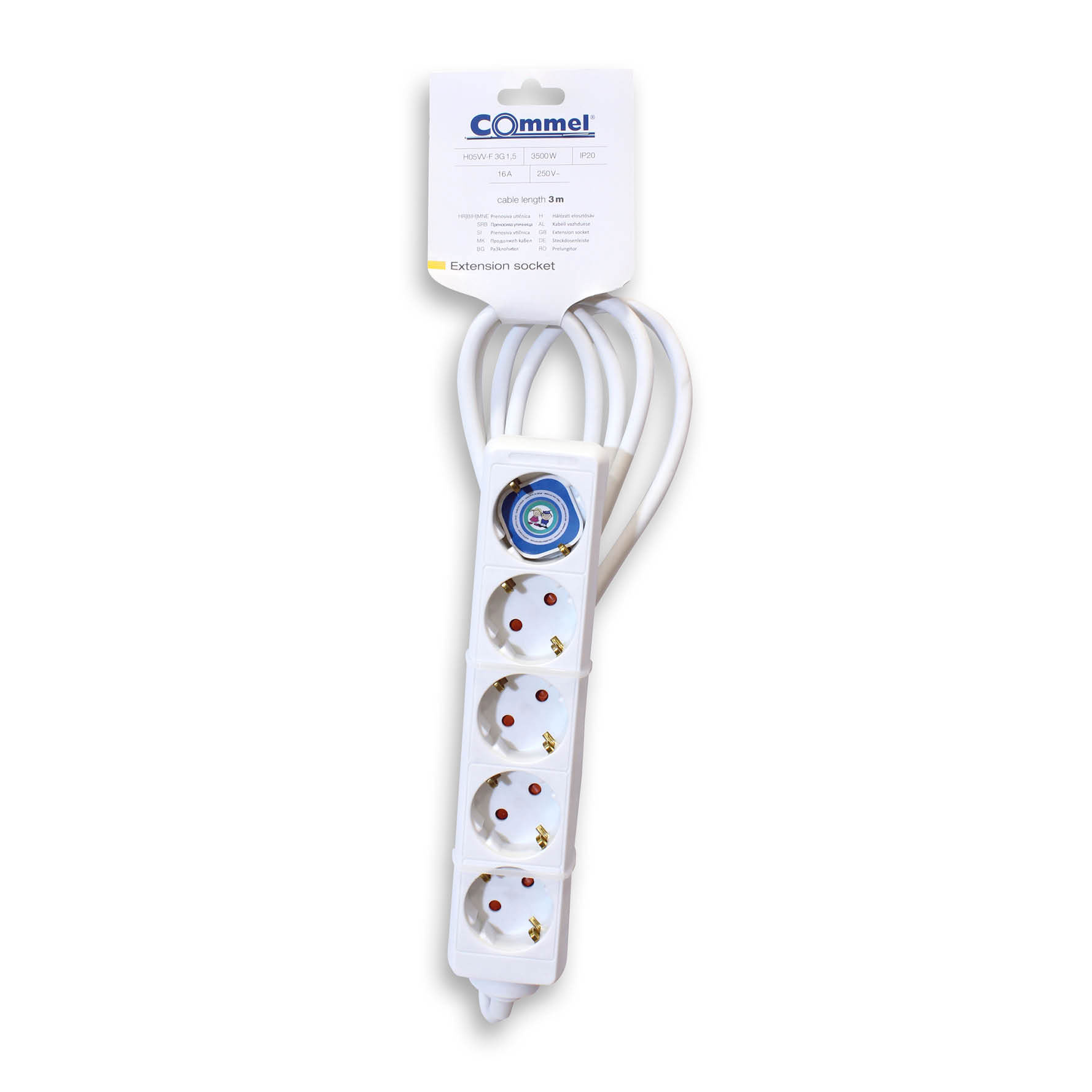 COMMEL produžni kabel 3m 5x utičnica 16A bijeli 232-502 - Slika 2